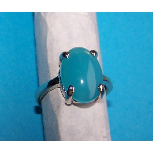 Zilveren ring met lichtblauwe agaat, model C, maat 16