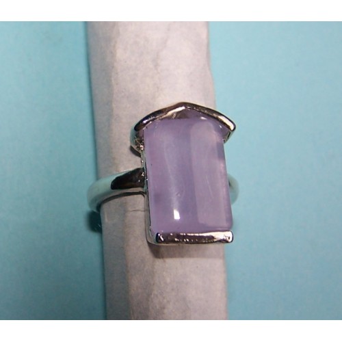 Zilveren ring met lichtroze agaat, model D, maat 17