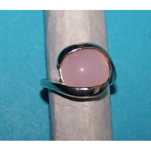 Zilveren ring met lichtroze Agaat, model E, maat 16