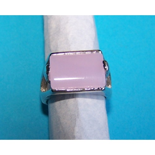 Zilveren ring met lichtroze Agaat, model I, maat 16