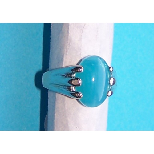Zilveren ring met licht blauwe agaat, model B, maat 18