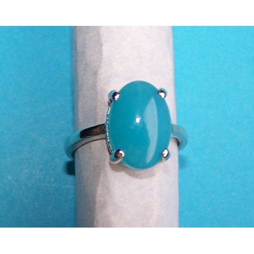 Zilveren ring met zachtblauwe agaat, model C, maat 16