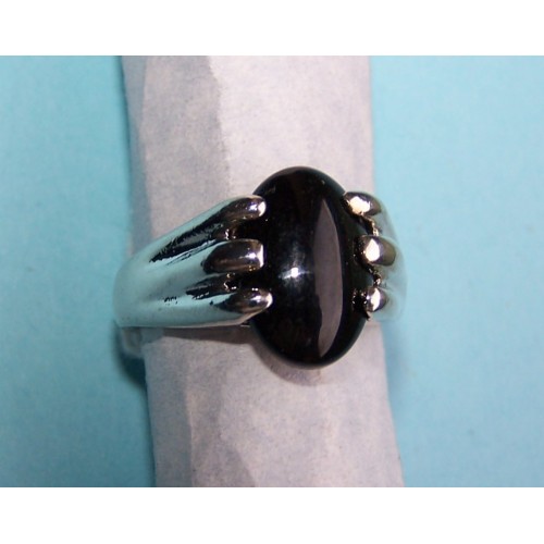 Zilveren ring met zwarte agaat, model B, maat 17,5