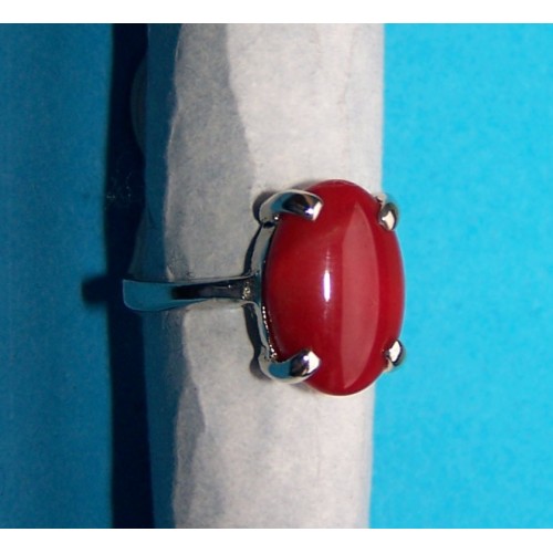 Zilveren ring met rode agaat, model C, maat 16